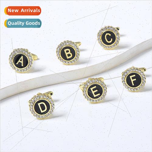 New round diamond-set French cufflinks men creative 26 parag