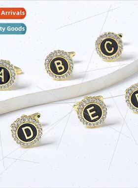 New round diamond-set French cufflinks men creative 26 parag