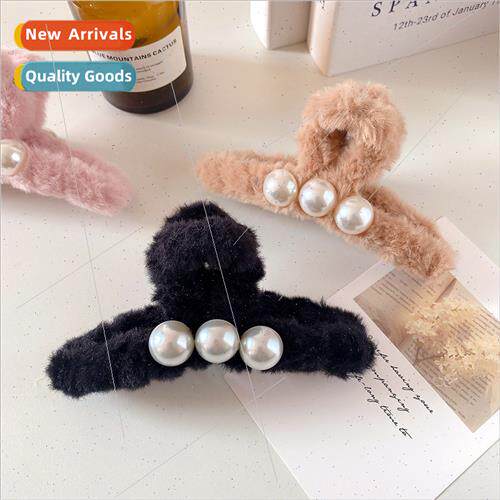 new fall winter plush pearl grab clip hairy back head plate