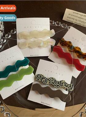 Korean acetate hair clips retro ehead broken hairpin wave du