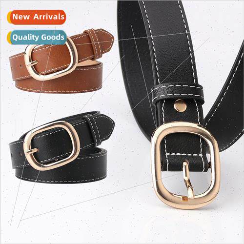 Europe fashion ladies jeans pants belt casual simple women b