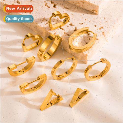 Fashion nd love heart stainless steel earrings female geomet