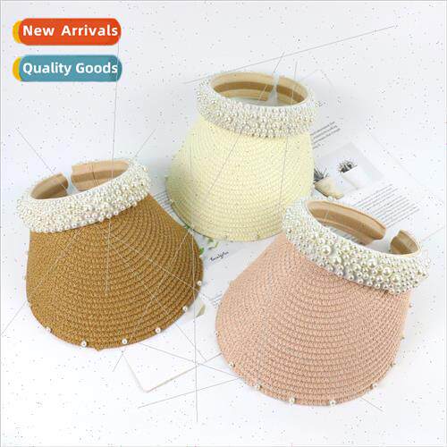 Hollow top hat pearl decoration summer sunshade sunscreen Ko