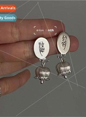 Vintage lver Brushed Orchid Flower Stud Earrings Earring Ear