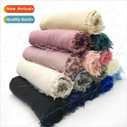 Women Wrap Head Shawl Scarf Ring Velvet TR Cotton ngle Color