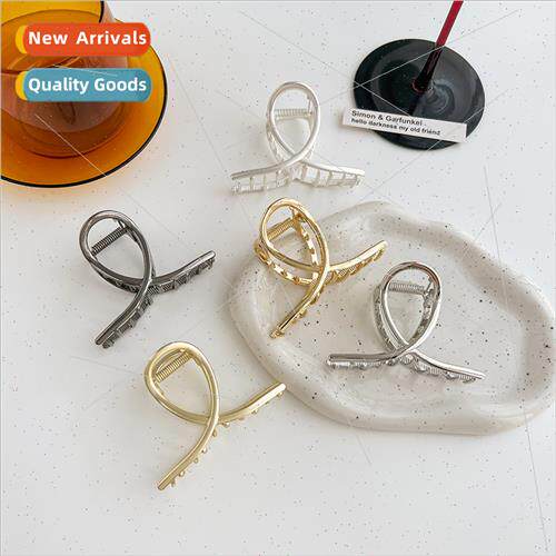 Korea cold wind metal hair clips female simple back head pla