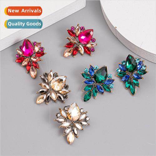 earrings French retro metal diamond earrings female high-lev