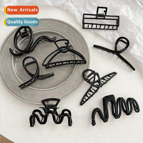 Black frosted plate hair grab clip Korean metal advanced sen