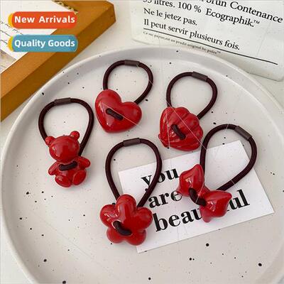 Joyful New Year red hair rope love bow hair band bear headba
