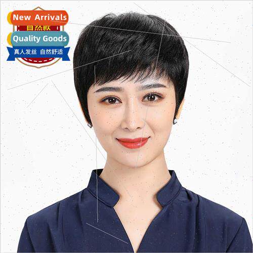 Real hair female short hair wig sets mother natural  comtabl