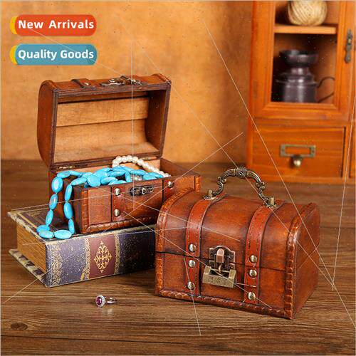 New old-fashioned antique wooden storage box wh lock jewelry