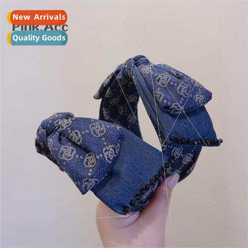 cowboy embroidery hand-beaded large  bow hairpin show face s