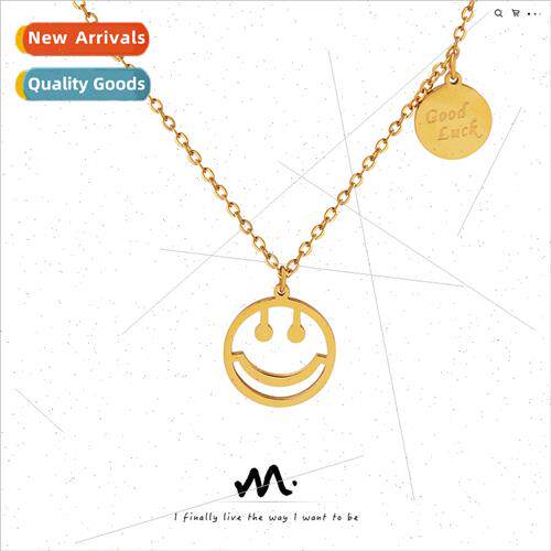 Hip Hop lucky English smiley face pendant necklace female co