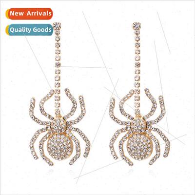 New innovative long claw chain small spider earrings zinc al