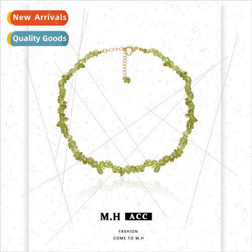 Summer green stone necklace female sense collarbone chain vi