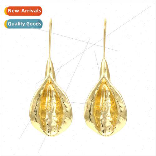 ZA personalized creative rustic long gold alloy flower bud e