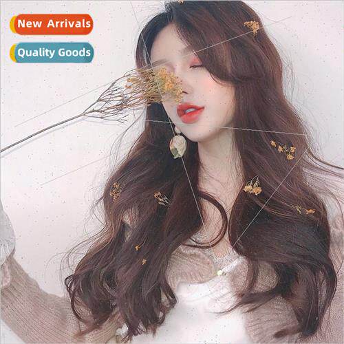 Korean wig women center parted bangs big wave long curly hai
