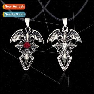 Bat Wings Necklace Alloy Gemstone Cross Geometric Vintage