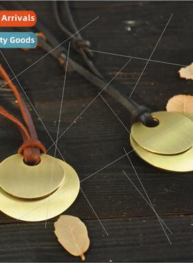 Korea Fashion Jewelry Retro Metal Pendant Coffee Color Cowhi