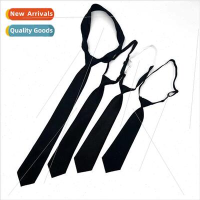 Tie female hand-typed  students solid color basic black smal