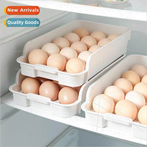 Refrigerator stackable egg storage organizing carton drawer