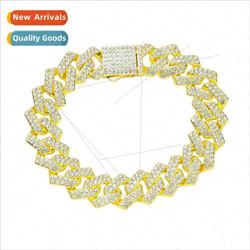 Europe Hip Hop Bracelet 15mm Double Row Full Diamond Rhombus