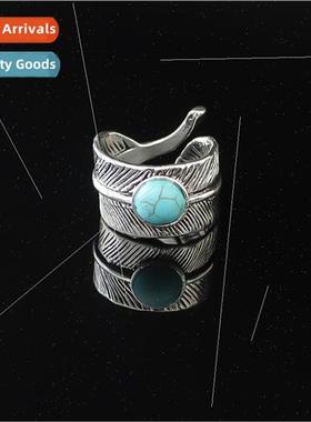 New feather ring silver alloy material finger ring set tide