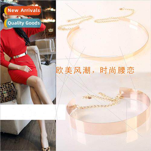 Europe runway waistband fashion iron piece full metal mirror