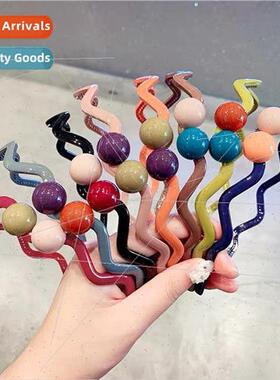 Korea new ins wind Hyunya Morandi color wave beads simple ha