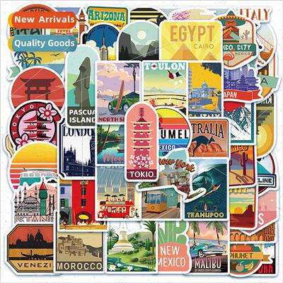 50 city travel scenery stickers suitcase skateboard luggage