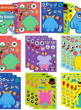 6/pack rainbow face swap stickers student toys stickers cart