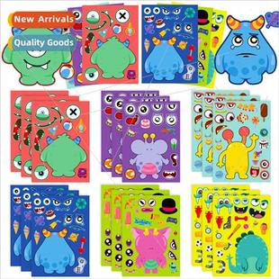 6/pack rainbow face swap stickers student toys stickers cart