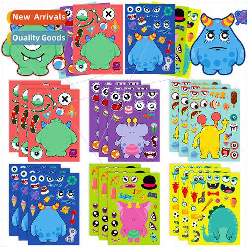 6/pack rainbow face swap stickers student toys stickers cart