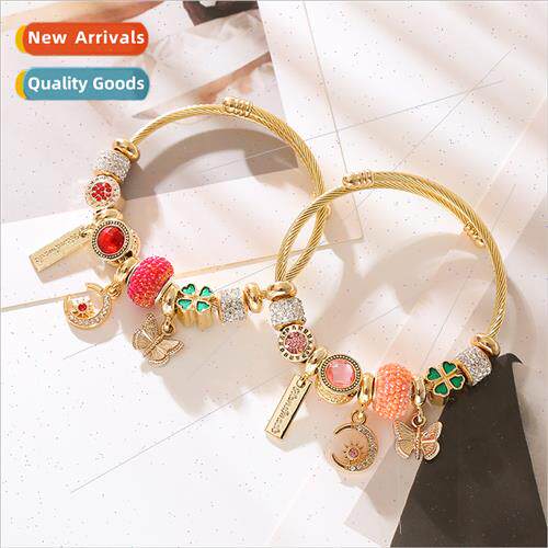 DIY beaded bracelet diamond moon butterfly couple bracelet a