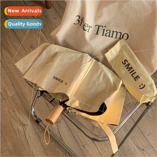 ins coffee smiley face sunny umbrella simple triple fold sun