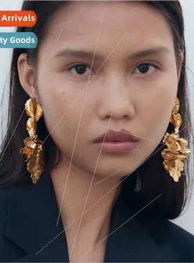 2024 Europe ZA Autumn winter new flower-shaped metal earring