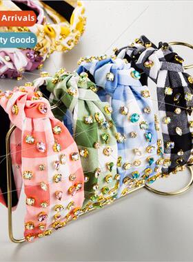 Korean fashion new Europe color plaid diamond rhinestone kno