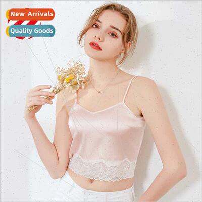 Anti-suspension silk halter bustier short undershirt female