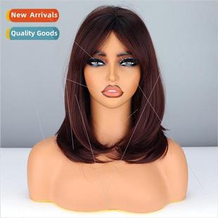 bangs long pear brown blo snapback eight length wig shoulder