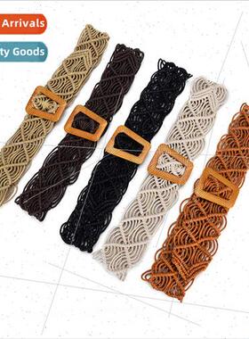 Ethnic waxed rope hand-woven belt belt female wide dress bel