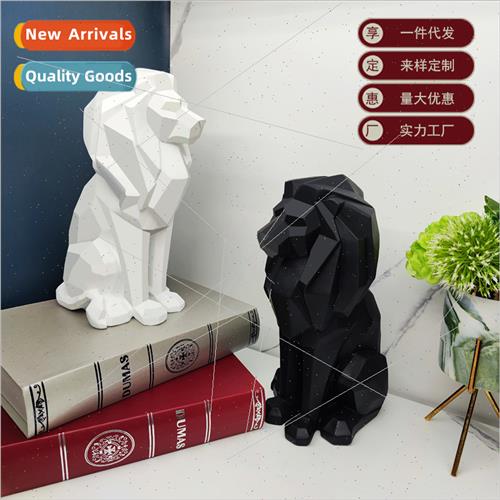Scandinavian geometric lion ornament creative resin crafts h