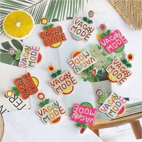 Europe new creative letters alphabet rice beads earrings fem