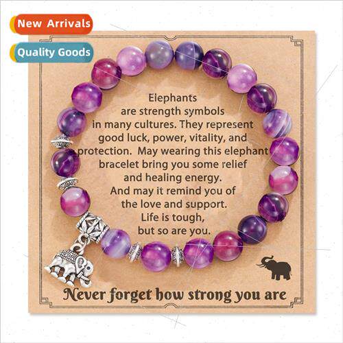 8mm Pink Zebra Stone Beads Bracelet Holiday  Graduation  Men
