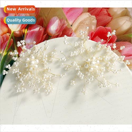 Gentle princess  pearl weaving gold silk large flower cluste