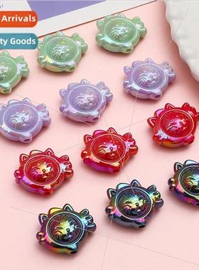 Cute cats love to eat fish acrylic color plated beads loose