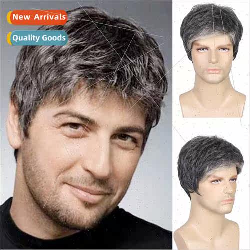 Europe wig men wig fluffy short hair mechanism chemical fibe