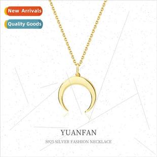 mple Crescent che silver Female Vintage Necklace 925 Moon