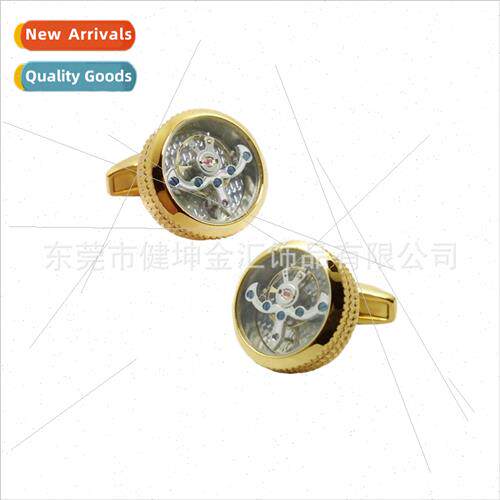 Mechanical Watch Tourbillon Gold Cufflinks Clock Mechanical
