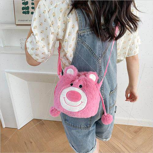New drawstring strawberry bear plush shoulder bag fashion ca