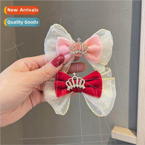 Children hair clips 2023 spring summer fresh yarn bow girls